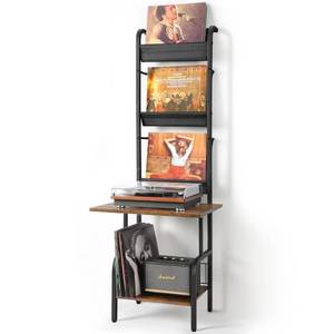 lot 1201 image: Tewinko Record Player Stand with Vinyl Storage, Record Player Table with Vinyl Record Storage up to 200 Albums, Turntable Stand with Record Holder Display Shelf, Record Player Cabinet Organizer Rack - Retail $66