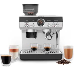 KRUPS Precision Espresso Coffee Machine with Grinder, Latte & Cappuccino Maker, Pump Pressure + Milk Frother Steam Wand, Adjustable Grind Settings for Barista-Quality Results, Stainless Steel & Black - Retail: $627