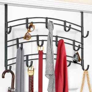 lot 1015 image: LYNK Professional� Home�� Over The Door Hooks - 14 Hook Over The Door Hanger - Over Door Coat Rack - Hanging Towels or Clothes - Bathroom, Bedroom or Laundry Room - Lifetime Ltd. Warranty �� Black - Retail $33
