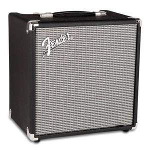 lot 1021 image: Fender Rumble 25 V3 Bass Amplifier, Bass Combo Amp, 25 Watts, with 2-Year Warranty, 8 Inch Speaker, with Overdrive Circuit and Mid-Scoop Contour Switch - Retail $140