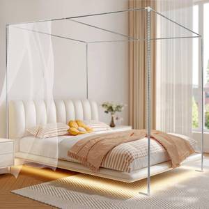 lot 1025 image: Canopy Bed Frame,Stainless Steel Four Corner Bed Canopy Poles Mosquito Net Frame Thickened Metal Canopy Frame Poles for Metal and Wood Bed Frames, Bedroom Decor Upgrade,59x78x78(Queen) - Retail $25