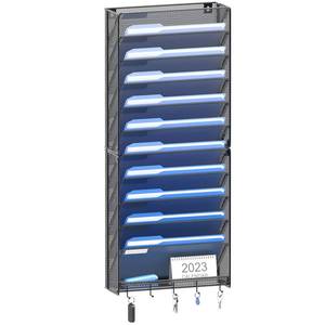 lot 1027 image: OUTWOLF Hanging Wall File Organizer with Hooks, 12 Tier Vertical Wall Mount File Holder, File Folder Wall Organizer for Office - Retail $34