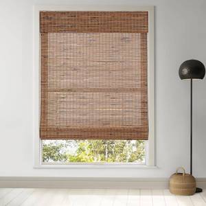 lot 1028 image: Cordless Bamboo Roman Shades for Windows, Light Filtering Natural Bamboo Blinds, Easy Lift Cordless Design for Living Room & Bedroom, Fits Interior Windows 35 W x 64H Dali Native - Retail $58