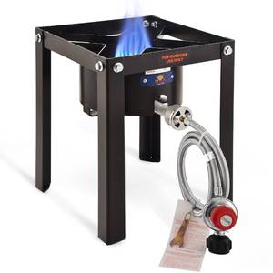 lot 1034 image: ARC 55,000BTU Propane Burner Camping Stove,Outdoor Gas Stove Burner Cooker for Cooking for Turkey Fry,Homebrewing,Crawfish Boil,and More - Retail $65