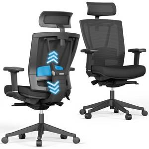 AUTONOMOUS ErgoChair Pro Black Foam Ergonomic Office Chair For Back Pain Relief Adjustable Lumbar Support, Headrest, Big And Tall Home Office Desk Chair Comfy 300 LBS with Swivel Wheels For Long Hours - Retail: $389