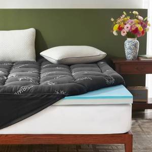 lot 1043 image: BEDLORE California King Memory Foam Mattress Topper 4 Inch,2-in-1 Dual Layer Design (2Gel Memory Foam  2Plush Pillow Top Cover) Mattress Topper Medium-Firm,Pressure Relief & Back Pain Support(Gray) - Retail $150
