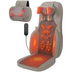 lot 1058 image: Eagye Shiatsu Neck and Back Massager with Heat - 3D Kneading & Vibration Full-Back Massage Cushion to Ease Muscle Stiffness, Adjustable Intensity & Height for Office Chair, Home Use (Brown) - Retail $204