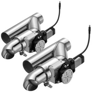 lot 1066 image: SPELAB Dual Electric Exhaust Cutout 2.5 Inch with Elbow Muffler Exhaust Valve Kit with One Controller Remote Kit - Retail $187