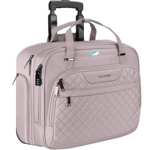 lot 1073 image: EMPSIGN Rolling Laptop Bag Women with Wheels, Briefcase for Women Fits Up to 15.6 Inch Laptop Briefcase on Wheels, Water-Repellent Overnight Rolling Computer Bag with RFID Pockets, Grey Pink - Retail $84