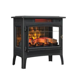 lot 1090 image: duraflame Freestanding Electric Fireplace Stove Heater with 3D Flame Effect for 1,000 Sq. Ft. Room, Black - Retail $260