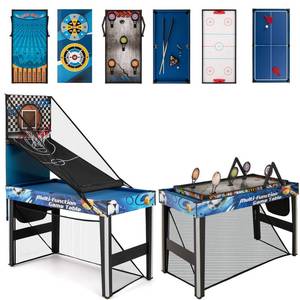 lot 1091 image: Goplus 10-in-1 Multi Game Table, 48 Combo Game Table with Billiard, Table Tennis, Hockey, Basketball, Football, Field Hockey, Darts, Archery, Shooting & Marbles - Retail $190