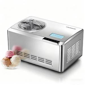 lot 1094 image: COUPLUX Ice Cream Maker, Fastest Freezing 2.1QT Ice Cream Machine with Built-in Compressor Easy Operate & Clean Automatic Ice Cream Maker Machine All Stainless Steel, LCD Display  - Retail $196