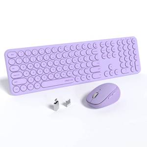 lot 1101 image: UBOTIE Wireless Keyboards and Mouse, Silent Scissor Switches Slim Keyboards Mice Set, Quiet Full Size 111 Keys with Adjustable Optical DPI Mouse for Office (Light Purple) - Retail $30