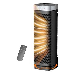 lot 1121 image: Space Heater, WINHL 17 Inches Electric Heaters for Indoor Use with Thermostat and Remote, 70°Oscillation, 12H Timer, 5 Modes, 1500W PTC Ceramic Fast Safety Heat for Office Bedroom Home, tested, also tested remote, works well - Retail $50