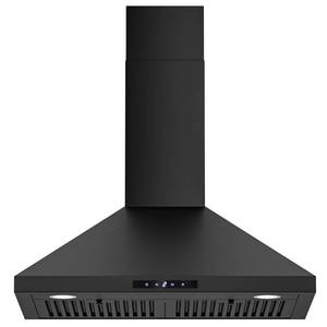 lot 1126 image: FIREGAS Black Range Hood 30 inch, Convertible Wall Mount Range Hood with Brushless Motor, 450 CFM, 9 Speed Fan, Soft Touch Controls, Permanent Filters, LED Lights, Charcoal Filter included - Retail $200
