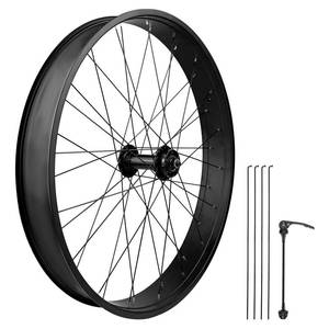 lot 1129 image: WEEROCK 26 x 4.0 Inch Front Bike Wheelset, 4.0 Wide Aluminium Alloy Wheelset with Quick Release, Compatible with Disc Brake for 26 Snow Bicycle, Fat Tire Bicycles, E-Bike, was factory sealed - Retail $120