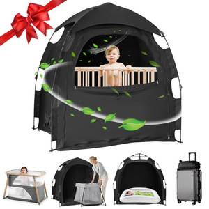 lot 1149 image: YABORAS Sleep Tent for Pack N Play, Baby Sleep Tent One-Click Assembly Effective Light Blocking Tent for Sleep Pod & Mini Crib, Light Blocking Tent for Babies and Toddlers - Retail $70