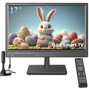 lot 1155 image: Jexiop 17inch TV,Small Flat Screen TV with ATSC Digital Tuner-HDMI &USB Port in-Dual Power-12 Volt Charger Cable and AC Power Suitable-for Caravan,Kitchen,Bedroom - Retail $119