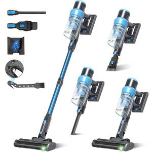 lot 1171 image: Cordless Vacuum Cleaner, 45kPa 60Min Vacuum Cleaners For Home, Powerful Stick Vacuum Rechargeable With Green Light, Anti tangle Wall Mount, 8 in 1 Lightweight Vacuum For Hardwood Floor Pet Hair Carpet - Retail $64