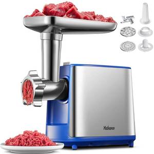 lot 1172 image: Electric Meat Grinder, Heavy Duty Meat Mincer, Sausage Stuffer Maker, Food Grinder with Sausage & Kubbe Kit, 2 Grinder Plates, Stainless Steel (Blue) - Retail $62