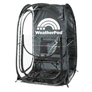 lot 1193 image: WeatherPod� The Original Shark Tank MyPod�� 1-2 Person Pop-Up Pod - Stay Warm, Dry, and Out of The Sun - Weather Pod for Sports, Rain, or Wind - Retail $120