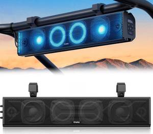 lot 1199 image: Ehaho 25 Inch UTV Sound Bar, ATV SoundBar Bluetooth with RGB Lighting, IP66 Waterproof Golf Cart Sound Bar, Amplified Powersports SXS SoundBar, UTV Speakers Compatible with Polaris RZR Can-Am - Retail $132