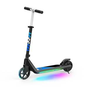 lot 1214 image: LINGTENG Electric Scooter for Kids Age of 6-9, Kick-Start Boost Scooter with Adjustable Speed and Height, Flash Wheel & Deck Lights - Retail $83