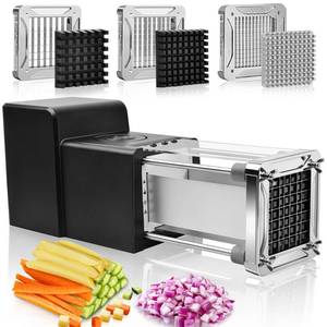 lot 1230 image: Sopito French Fry Cutter Electric Vegetable Slicer Stainless Steel with 3 Blades 14 38 12 Inch for Potatoes Carrots Onions Apples - Retail $130
