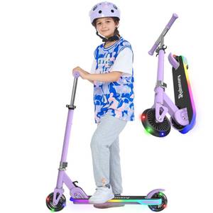 lot 1236 image: Rahmory Kick Scooter for Ages 5-12,Kid, Teens. Max Load 155 LBS. Foldable, Lightweight, with Light up Wheels and Dynamic Light Deck, Teen and Adults, 3 Adjustable Levels. - Retail $56