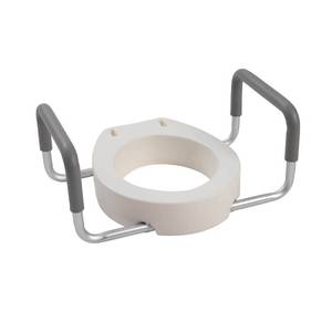 lot 1253 image: Drive Medical 12402 Premium Raised Toilet Seat with Removable Metal Arms, Standard Seat, White - Retail $40