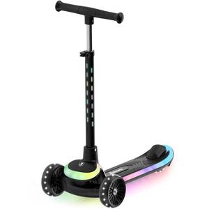 lot 1255 image: Rahmory Kids Scooter for Boys Girls Ages 3-8, 3 Wheel Light Up Toddler Kick Scooter with 20 Dynamic LED Modes, Foldable Adjustable Height, Extra Wide Deck, Lean to Steer Outdoor Toy Gift - Retail $50