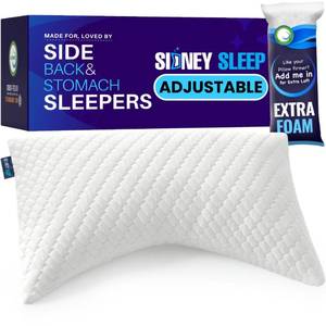 lot 1265 image: Sidney Sleep Adjustable Curved Contour Fill Pillow �� Queen Size �� for Side and Back Sleepers �� Neck & Shoulder Comfort Support �� Extra Fill Included (White) - Retail $40