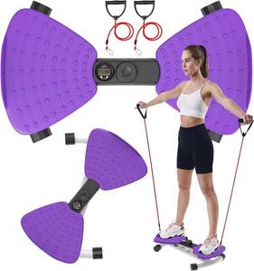 lot 1267 image: renZEC Waist Twister Machine, Adjustable Exercise Twist Board for Women Men, Noiseless Ab Twister for Home Gym Equipment, 330 lbs Capacity  Track Time, Reps, Calories with Digital Display (Purple) - Retail $66