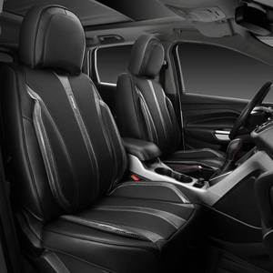 lot 1268 image: CAR PASS Nappa Leather Car Seat Covers Cushioned, Waterproof Leatherette Seat Covers Anti-Slip 5 Seats, Universal for Cars,SUV,Pick-Up,Truck,Sedan,Vehicles Sports(Full Set Black Charcoal Carbon Fiber) - Retail $158