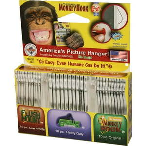 lot 1277 image: Monkey Hook Value & Variety Pack Galvanized Silver Monkey Picture Hanging Set 40 lb 30 pk - Retail $119