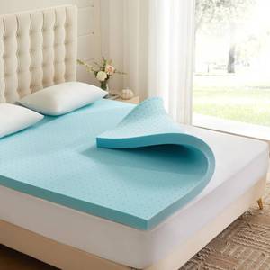 lot 1279 image: Eiayeebil 3 Inch Memory Foam Mattress Topper King, Mattress Pad Gel Infused Foam Bed Topper, Ventilated Soft Blue,King Size - Retail $80