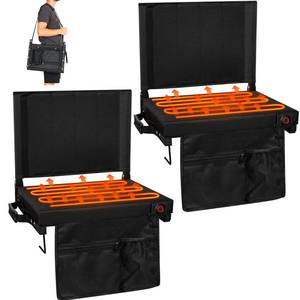 lot 1281 image: Romswi 2PK 3-Level Heated Stadium Seats for Bleachers with Back Support,Padded Bleacher Seats with Thick Cushion,Portable Folding Waterproof Bleacher Chair for Outdoor (Power Bank Not Included) - Retail $90