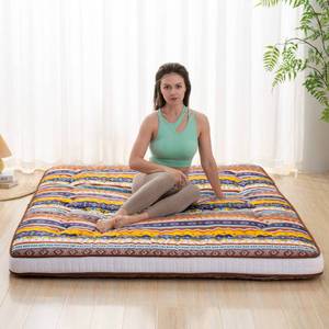 lot 1288 image: Dr.Futon Japanese Floor Futon Mattress Extra Thick Folding Roll Up Bed Topper Mat for Guest,Lounger and Tavel - Retail $90