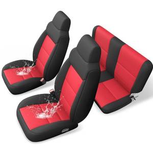 lot 1291 image: GIANT PANDA Neoprene Seat Covers for Jeep Wrangler TJ (2003-2006), Neoprene Waterproof Seat Covers, Foam Padded, Front & Rear Seat Covers��Black  Red�� - Retail $175