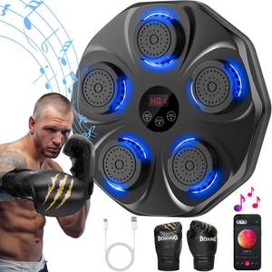 lot 1295 image: TGLLM Music Boxing Machine, Interactive Punching Trainer with Boxing Gloves, Large Size Wall Mounted Electronic Boxing Target for Adult Kids, 9 Modes & 9 Speeds - Retail $90