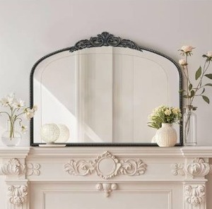 lot 8518 image: Micasso Large Vintage Black Mirror 40 x 30 French Baroque Antique Mirror - Traditional Ornate Decorative Arched Mirrors