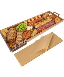 lot 8533 image: Large Charcuterie Board with Cheese Knife Set,36 x 12 Inch Acacia Wood Large Serving Tray with Handles,Long Wooden Serving Board with 30Pcs Wax Paper,3ft Extra Long Cheese Board