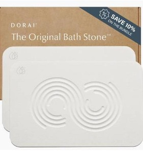 lot 8538 image: Dorai Home Bath Stone Mat 23.6x15.4 Luxury Diatomite Stone Bath Mat Quickly Removes Water  Non-Slip, Quick-Dry Bath Mat for Bathroom  Zen Sandstone - 2 Pack