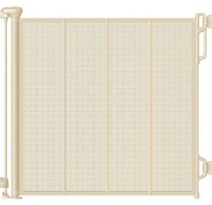lot 8540 image: Reinforced Retractable Baby Gate or Mesh Dog Gate,Easy to Use for Stairs, Doorways, Hallways, Indoor, Outdoor, Wide Pet Gate 33.5 Tall, Extends to 45 Wide, Cream