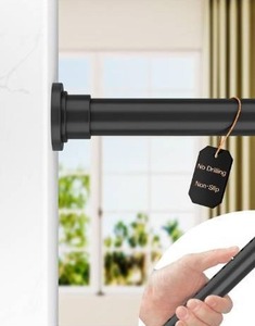 lot 8541 image: ALLZONE Tension Curtain Rod for Window, 83-123 Inches, Heavy Duty Curtain Rods No Drilling, Non-Slip Bathroom Shower Tension Rod, Renter Friendly, Adjustable, Spring Loaded, Extra Long, Black