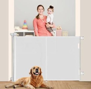 lot 8542 image: 59 inch Retractable Baby Gates 42 inch Tall, Retractable Gate with Reinforced Strip Design to Prevent Crawling Through, 5 FT Retractable Dog Gate for Stairs, Doorways, Hallways,