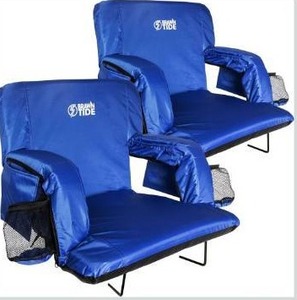 lot 8550 image: BRAWNTIDE Stadium Seat with Back Support - Comfy Cushion, Thick Padding, 2 Steel Bleacher Hooks, 4 Pockets, 2 Cup Holders, Reclining Back, Ideal Chair for Sport Events, Beaches, Camping, Concerts