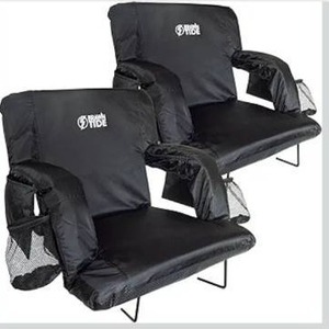 lot 8554 image: BRAWNTIDE Stadium Seat with Back Support - Comfy Cushion, Thick Padding, 2 Steel Bleacher Hooks, 4 Pockets, 2 Cup Holders, Reclining Back, Ideal Chair for Sport Events, Beaches, Camping, Concerts