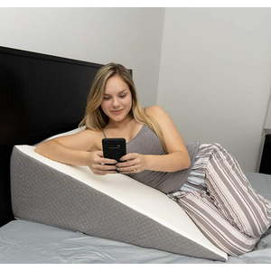 lot 8560 image: Klbs Extra Wide Bed Wedge Pillow with Memory Foam Top  Stylish Jacquard Cover  Extra Large Wedge Pillow for Sleeping and Acid Reflux  GERD Pillow  (Extra Large 7.5 Height (31 x 33 x 7.5))