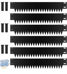 lot 8562 image: Metal Landscape Edging 6-Pack, Galvanized Steel Garden Edging - 40 L x 6 H Strips - Metal Edging Border w 6 Clips - Edge for Lawn Yard, Black